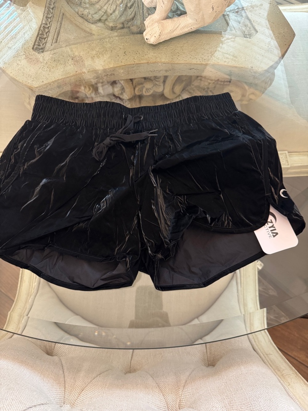 Women's Black Athletic Shorts with Drawstring Waist